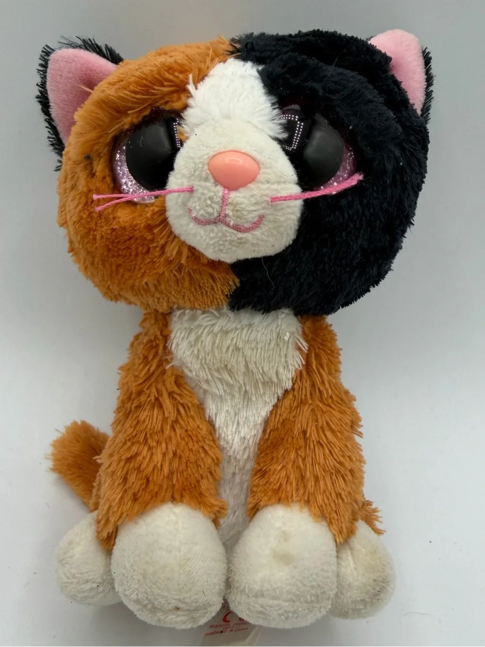 Ty Beanie Boos Tauri Calico Cat Plush 6” Retired Pink Glitter Eyes 2015